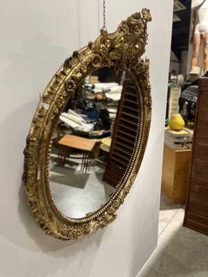 Large Antique French Louis XVI Gilded Wood Mirror-LA-1336693