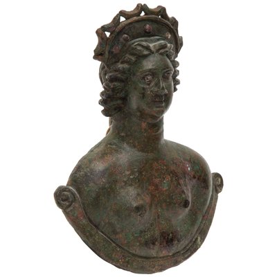 Large Antique German Antiquity of Roman Bust-Weight of Venus with Silver Inlaid Eyes-KL-620261