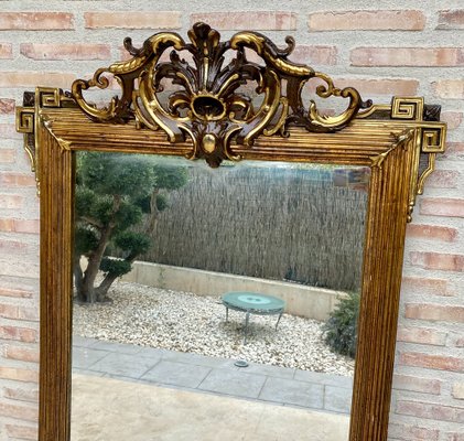 Large Antique Gold Leaf Ornate Carved Wall Mirror-NOU-1820941