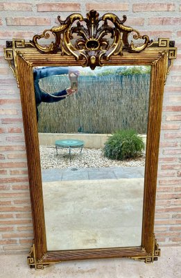 Large Antique Gold Leaf Ornate Carved Wall Mirror-NOU-1820941