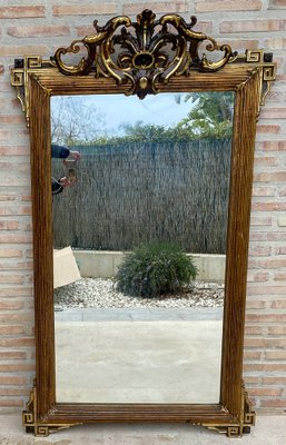 Large Antique Gold Leaf Ornate Carved Wall Mirror-NOU-1820941