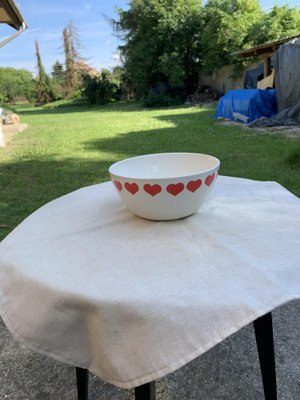 Large Antique Hungarian Folk Bowl in White Ceramic-OXJ-1722569