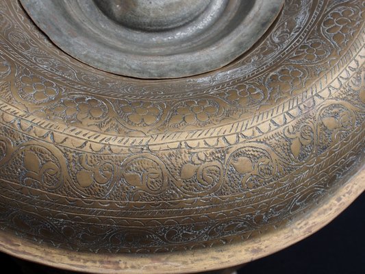 Large Antique Islamic Engraved Brass Bucket, 1920s-UZN-1408761