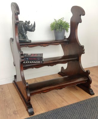 Large Antique Italian Carved Walnut 3-Step Library Ladder-EUP-979791