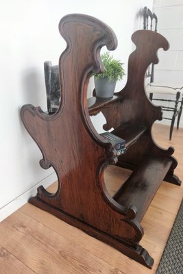 Large Antique Italian Carved Walnut 3-Step Library Ladder-EUP-979791