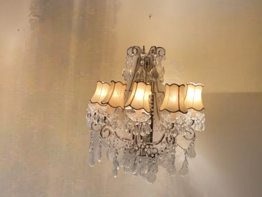 Large Antique Italian Mirrored Crystal Sconces, Set of 2-JJC-1344246