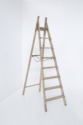 Large Antique Italian White Wood Ladder, 1920s-RCE-1416867