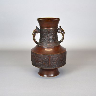 Large Antique Japanese Meiji Era Bronze Vase-AOU-1767564