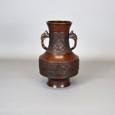 Large Antique Japanese Meiji Era Bronze Vase-AOU-1767564