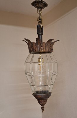 Large Antique Lantern-Shaped Ceiling Lamp, 1900s-HOI-2028225