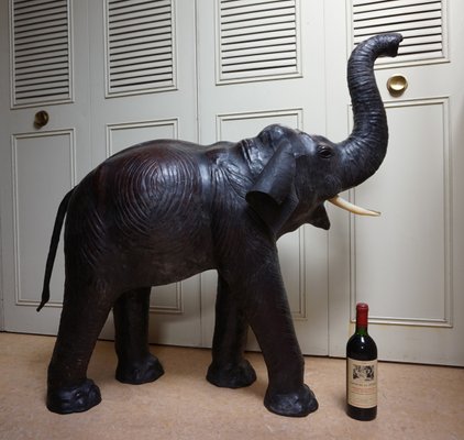 Large Antique Leather Elephant Sculpture, 1920s-EA-1386381