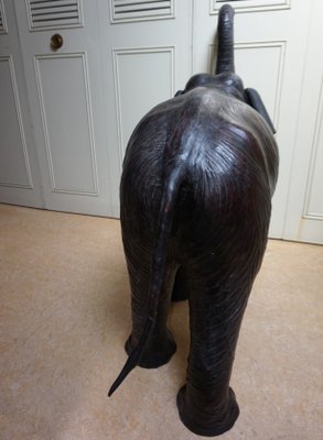 Large Antique Leather Elephant Sculpture, 1920s-EA-1386381