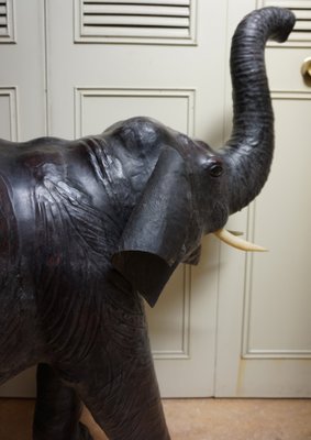 Large Antique Leather Elephant Sculpture, 1920s-EA-1386381