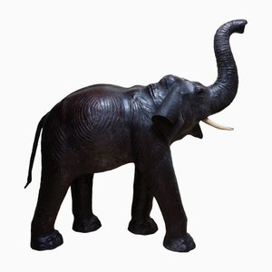 Large Antique Leather Elephant Sculpture, 1920s-EA-1386381