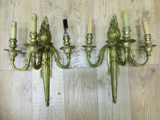 Large Antique Louis XVI Style Sconces, Set of 2-WSV-605291