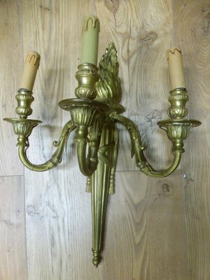 Large Antique Louis XVI Style Sconces, Set of 2-WSV-605291