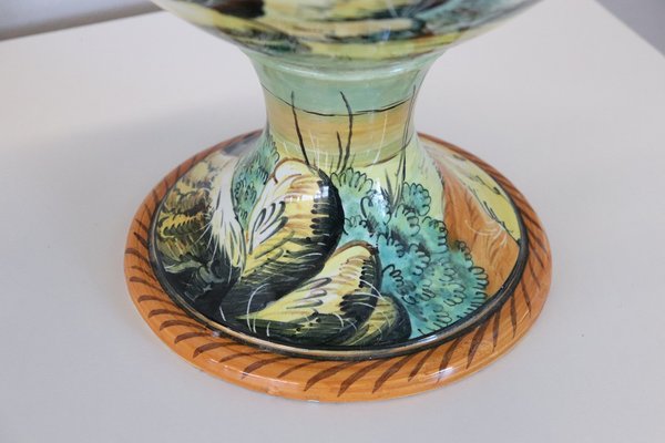 Large Antique Majolica Hand Painted Vase, 1880-DCO-1259532