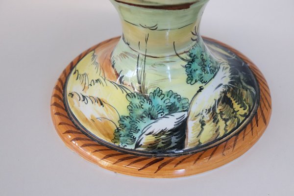 Large Antique Majolica Hand Painted Vase, 1880-DCO-1259532