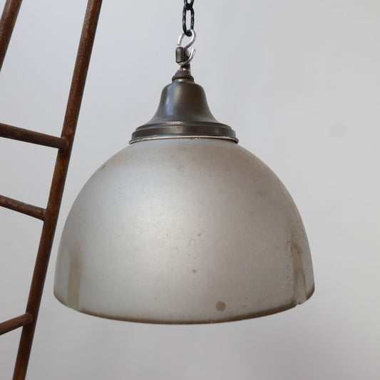 Large Antique Mercury Glass Reflector Pendant Lamp