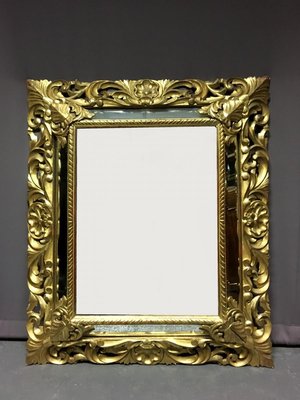 Large Antique Napoleon III Golden Wood Mirror-WSV-605365