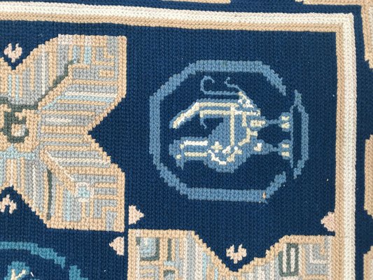 Large Antique Portuguese Flat Arraiolos Needlepoint Rug-YMM-1061631