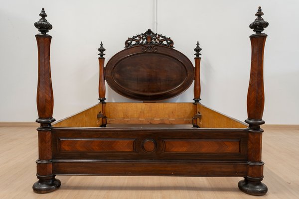 Large Antique Portuguese Romantic Bed, 19th Century-UJE-1823699