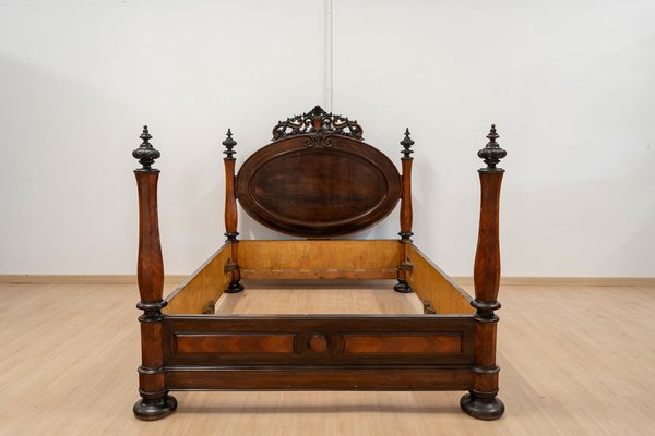 Large Antique Portuguese Romantic Bed, 19th Century-UJE-1823699