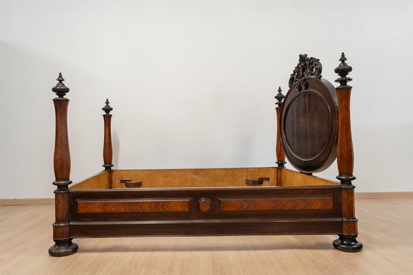 Large Antique Portuguese Romantic Bed, 19th Century-UJE-1823699