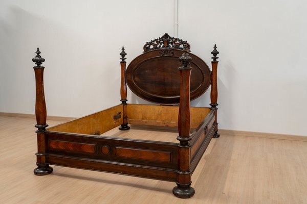 Large Antique Portuguese Romantic Bed, 19th Century-UJE-1823699