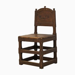 Large Antique Swedish Baroque Brown Pine Chair-MJF-1808298