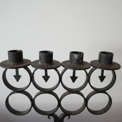 Large Antique Swedish Cast Iron Four-Arm Candelabra-JRP-943844