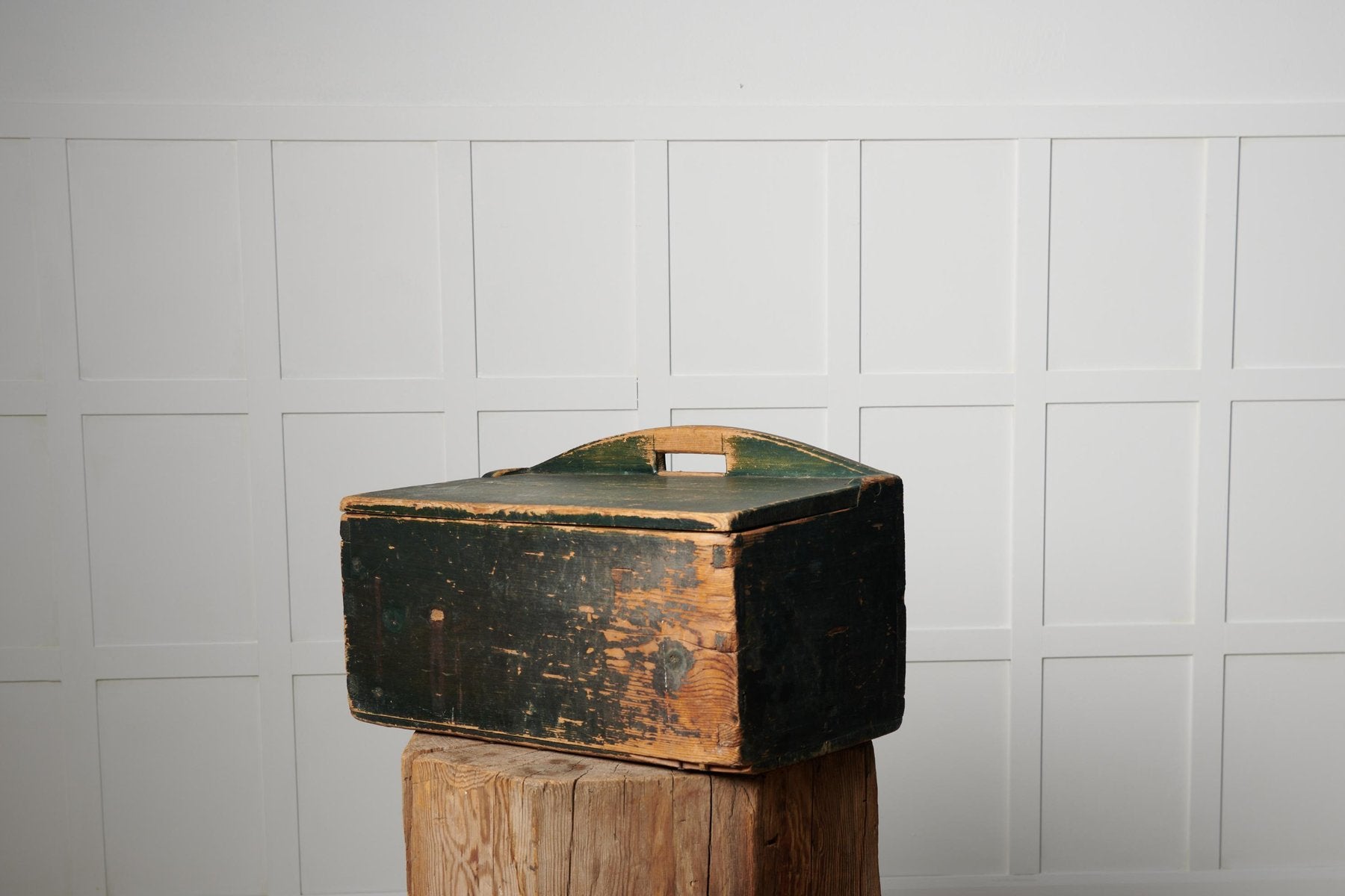 Large Antique Swedish Folk Art Handmade Pine Flour Box