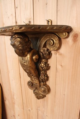 Large Antique Wall Console in Gilded Wood-KMQ-1299658