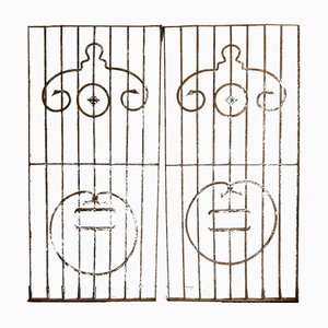 Large Antique Wrought Iron Door Grilles, Set of 2-GQ-639370