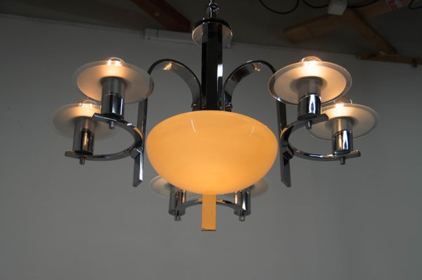 Large Art Deco 7-Flamming Chandelier, 1930s-TZ-799552