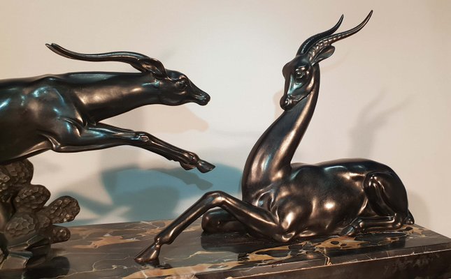 Large Art Deco Antelopes Sculpture by Limousin Jacques, 1930s-AWH-554806