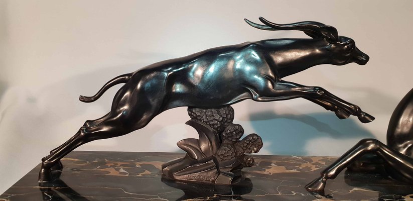 Large Art Deco Antelopes Sculpture by Limousin Jacques, 1930s-AWH-554806