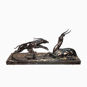 Large Art Deco Antelopes Sculpture by Limousin Jacques, 1930s-AWH-554806