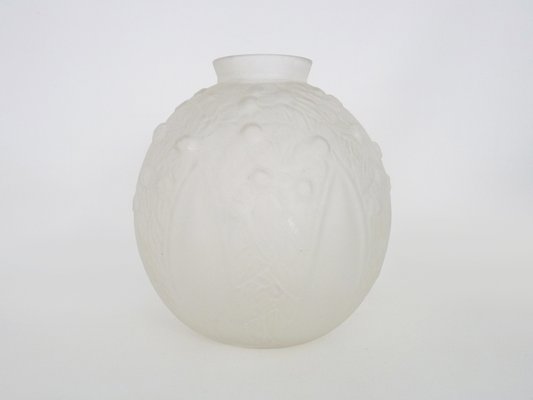 Large Art Deco Ball Vase in Frosted Glass, France, 1930s-MZP-2023639