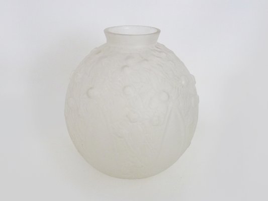 Large Art Deco Ball Vase in Frosted Glass, France, 1930s-MZP-2023639