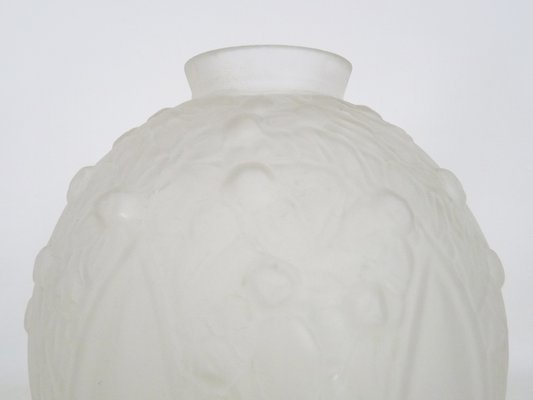 Large Art Deco Ball Vase in Frosted Glass, France, 1930s-MZP-2023639