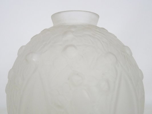 Large Art Deco Ball Vase in Frosted Glass, France, 1930s-MZP-2023639