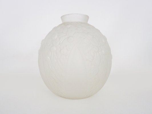 Large Art Deco Ball Vase in Frosted Glass, France, 1930s-MZP-2023639