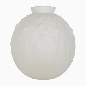 Large Art Deco Ball Vase in Frosted Glass, France, 1930s-MZP-2023639