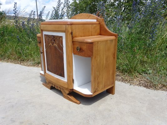 Large Art Deco Bedside Table in Light Wood, 1930s-ABK-2017166