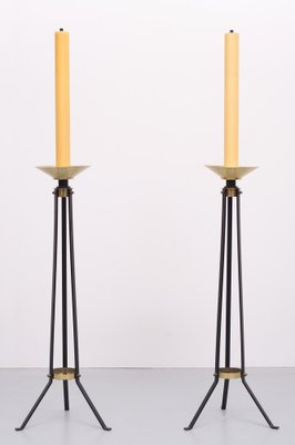 Large Art Deco Brass Church Torches, 1930s, Set of 2-GCG-1314866