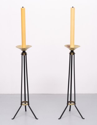 Large Art Deco Brass Church Torches, 1930s, Set of 2-GCG-1314866