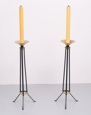 Large Art Deco Brass Church Torches, 1930s, Set of 2-GCG-1314866