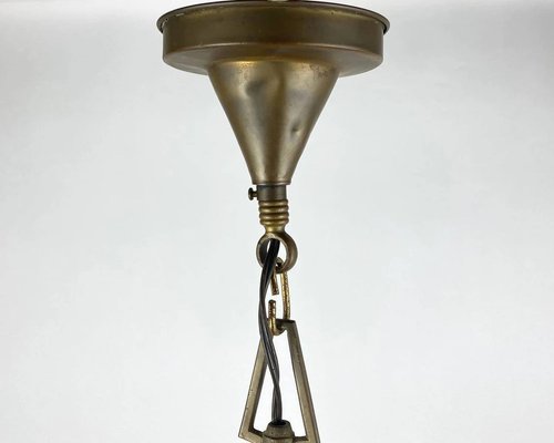 Large Art Deco Bronze Chandelier, 1920s-GYX-1345195