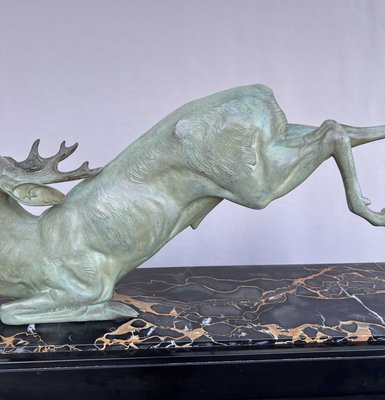 Large Art Deco Bronze Deer from Hugonnet-AWH-1299683